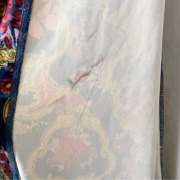 ModCloth | Layer For Keeps Velvet Kimono Duster Floral Bohemian Blue Yellow S/M - Picture 5 of 9